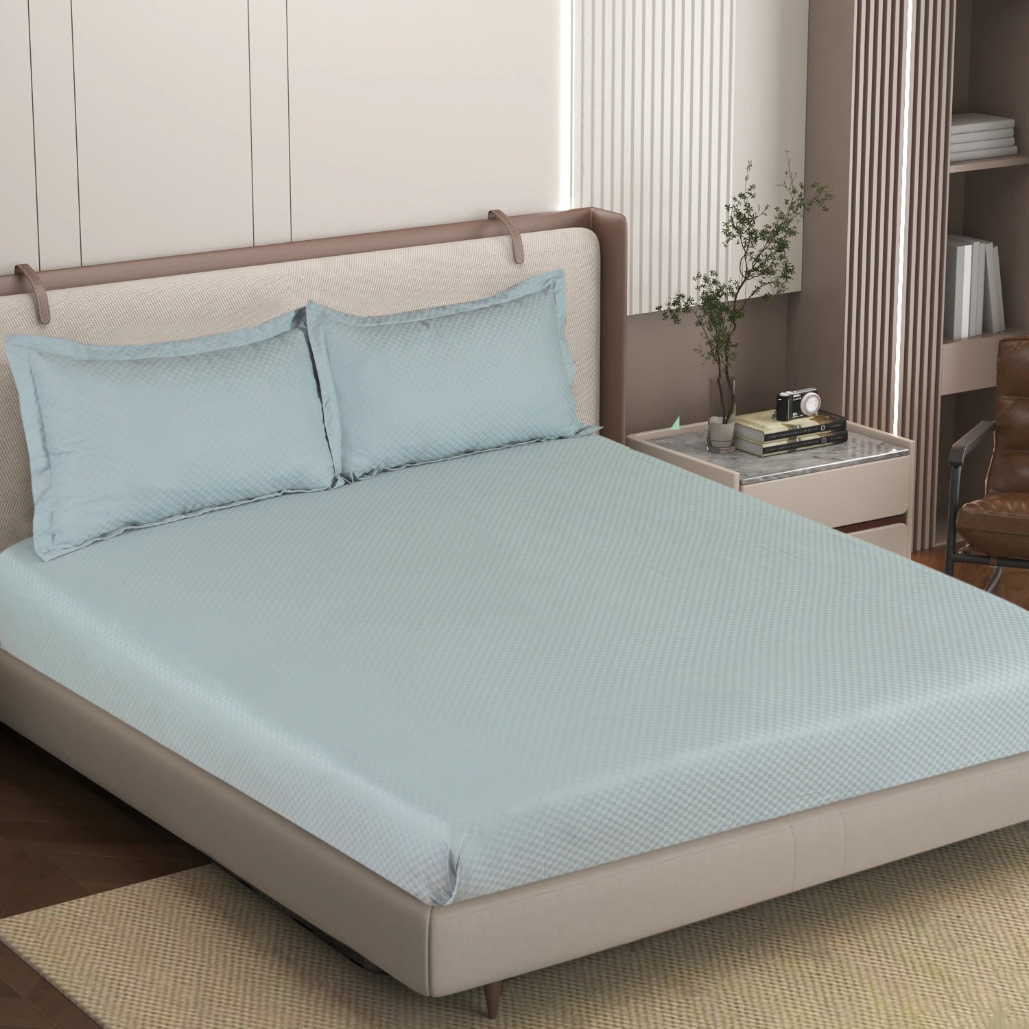 AVA - Dove Grey - Pure Cotton Jacquard King Bedsheet (108×108 inches)