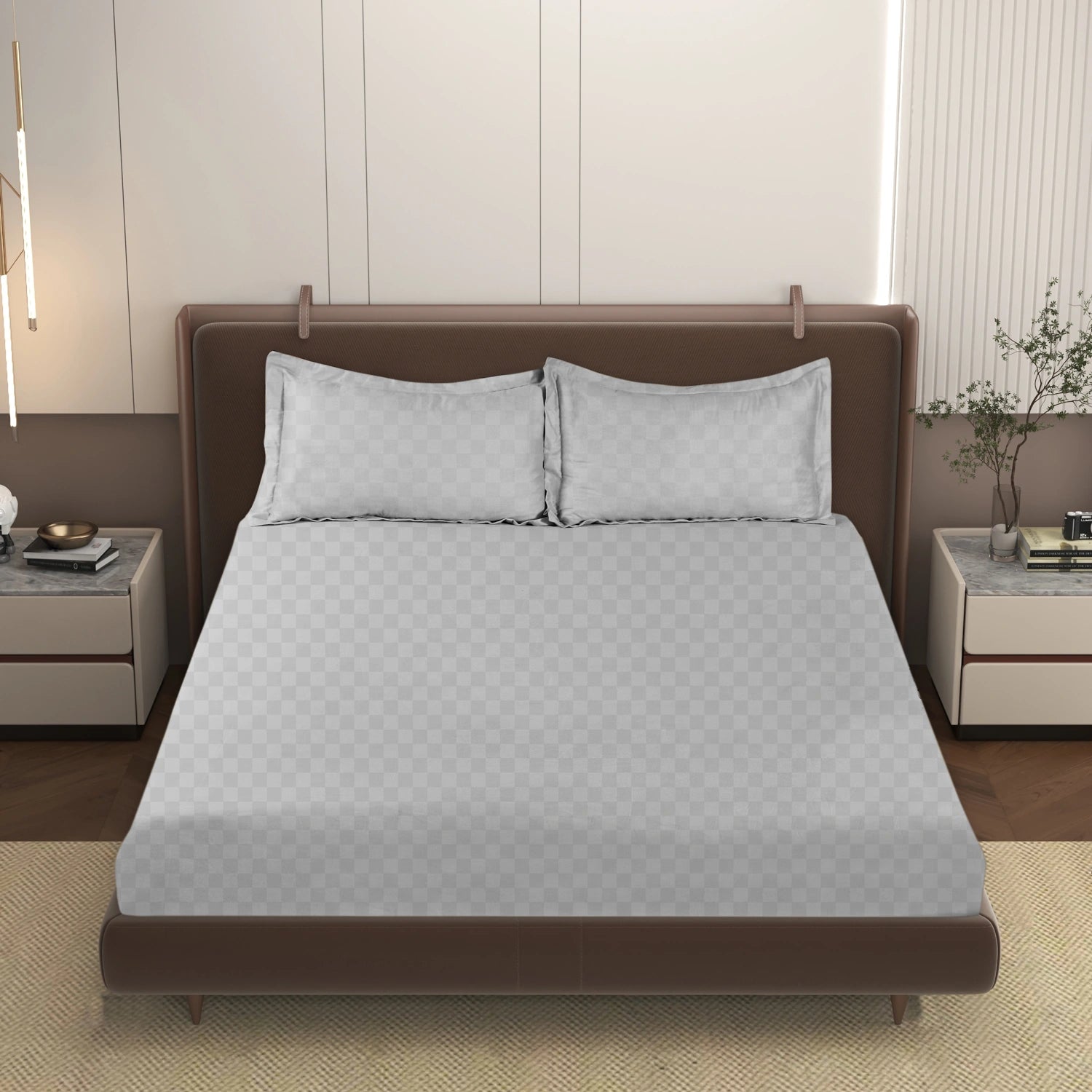 AVA - Natural Grey - Pure Cotton Jacquard King Bedsheet (108×108 inches)