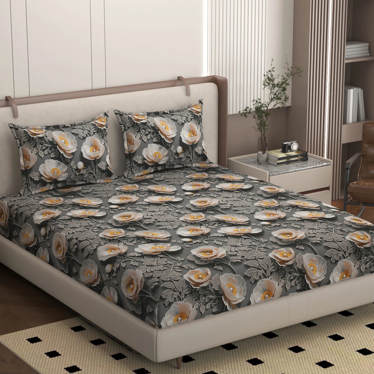 Allure - King - 7D Design Fitted Bedsheet (78×72 inches)