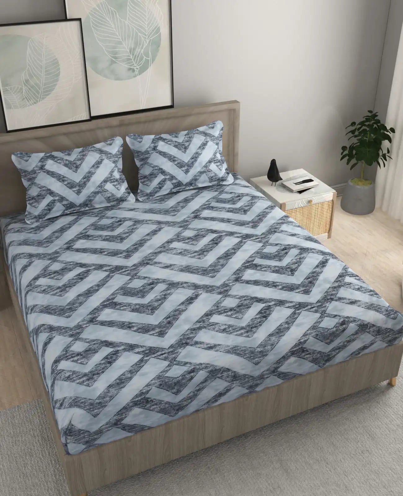 Aquatic Waves - King - Fitted Bedsheet (78×72 inches)