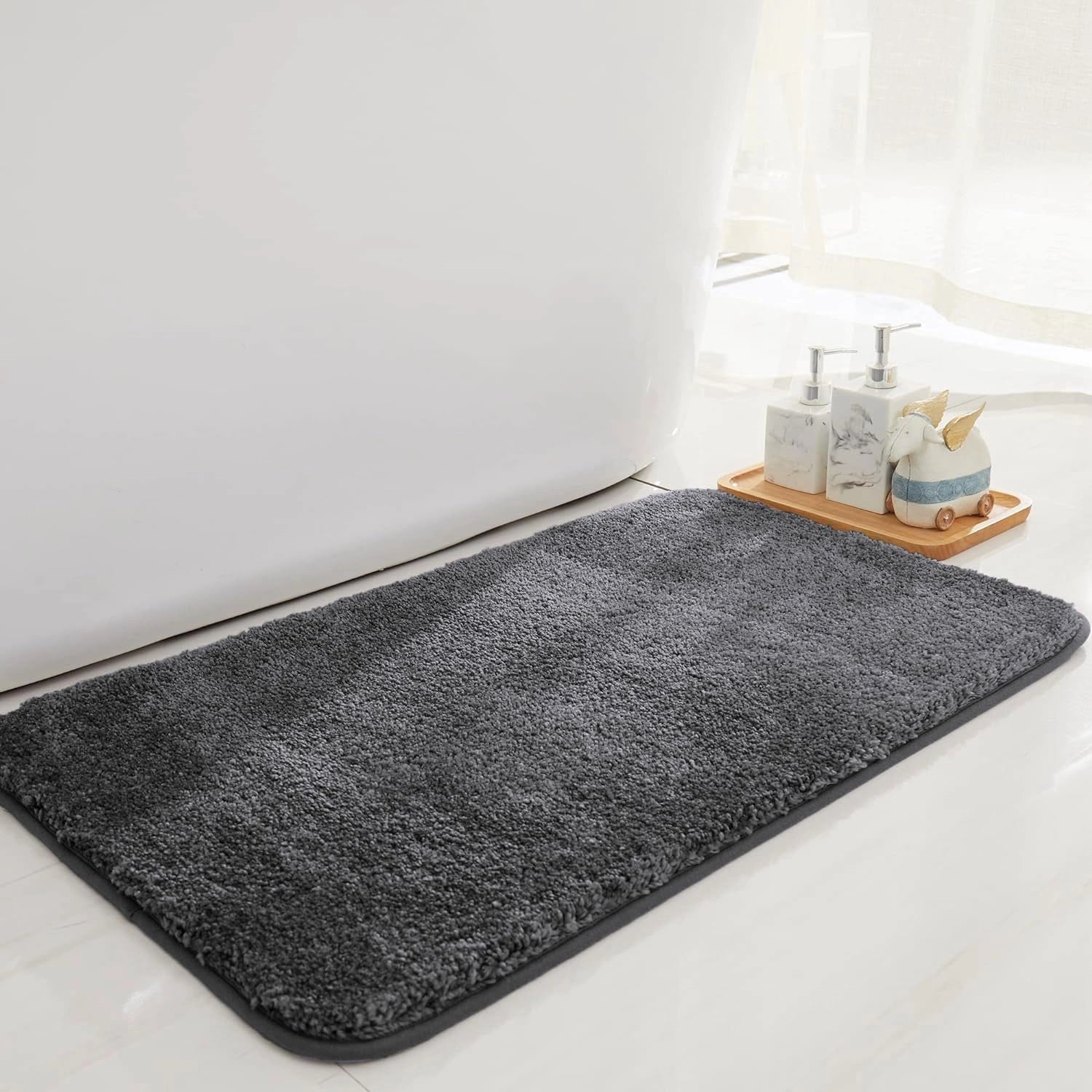 Aura Grey - Anti-Slip Microfibre Doormat (40x60 cm) - Pack of 1