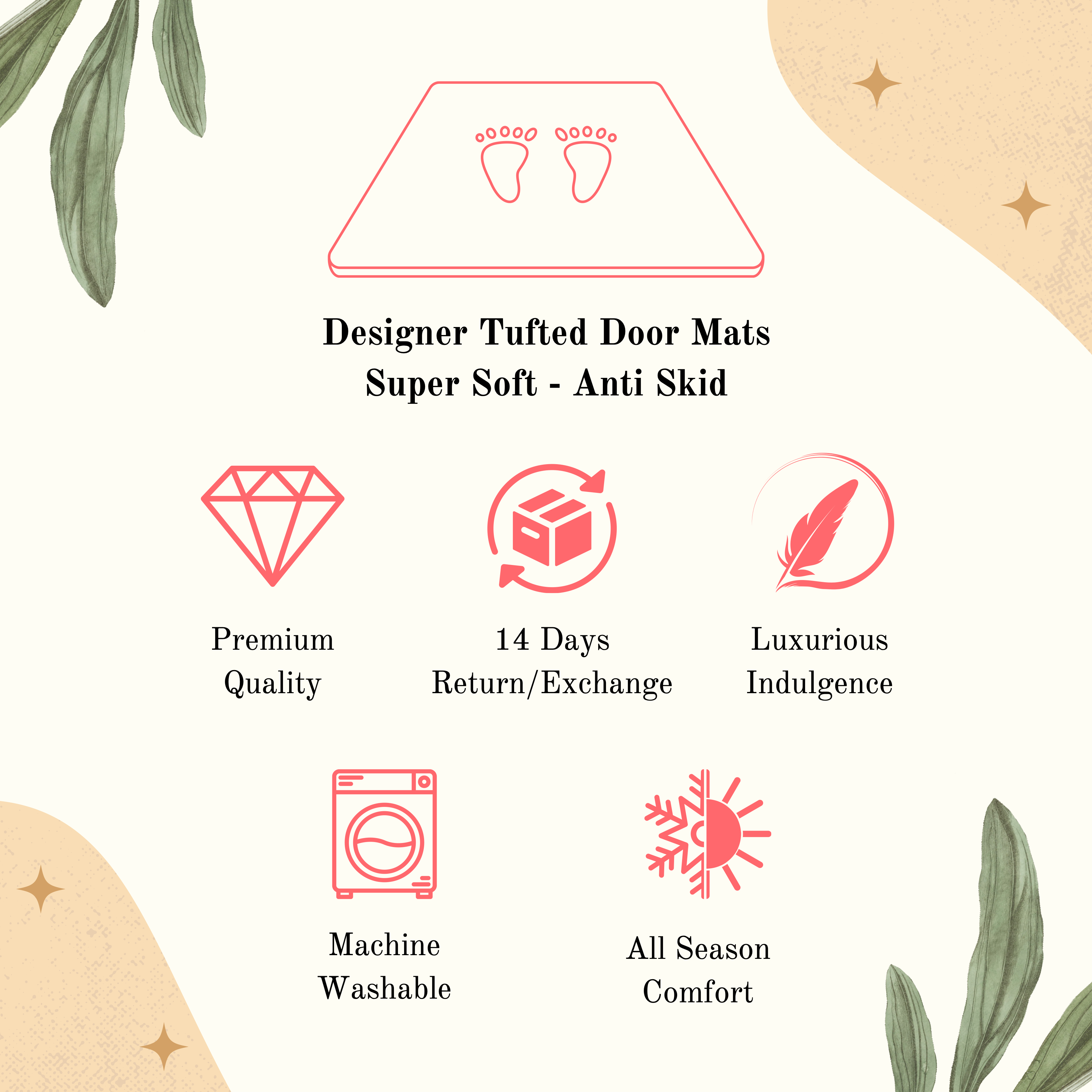 Aura Purple - Anti-Slip Microfibre Doormat (40x60 cm) - Pack of 2