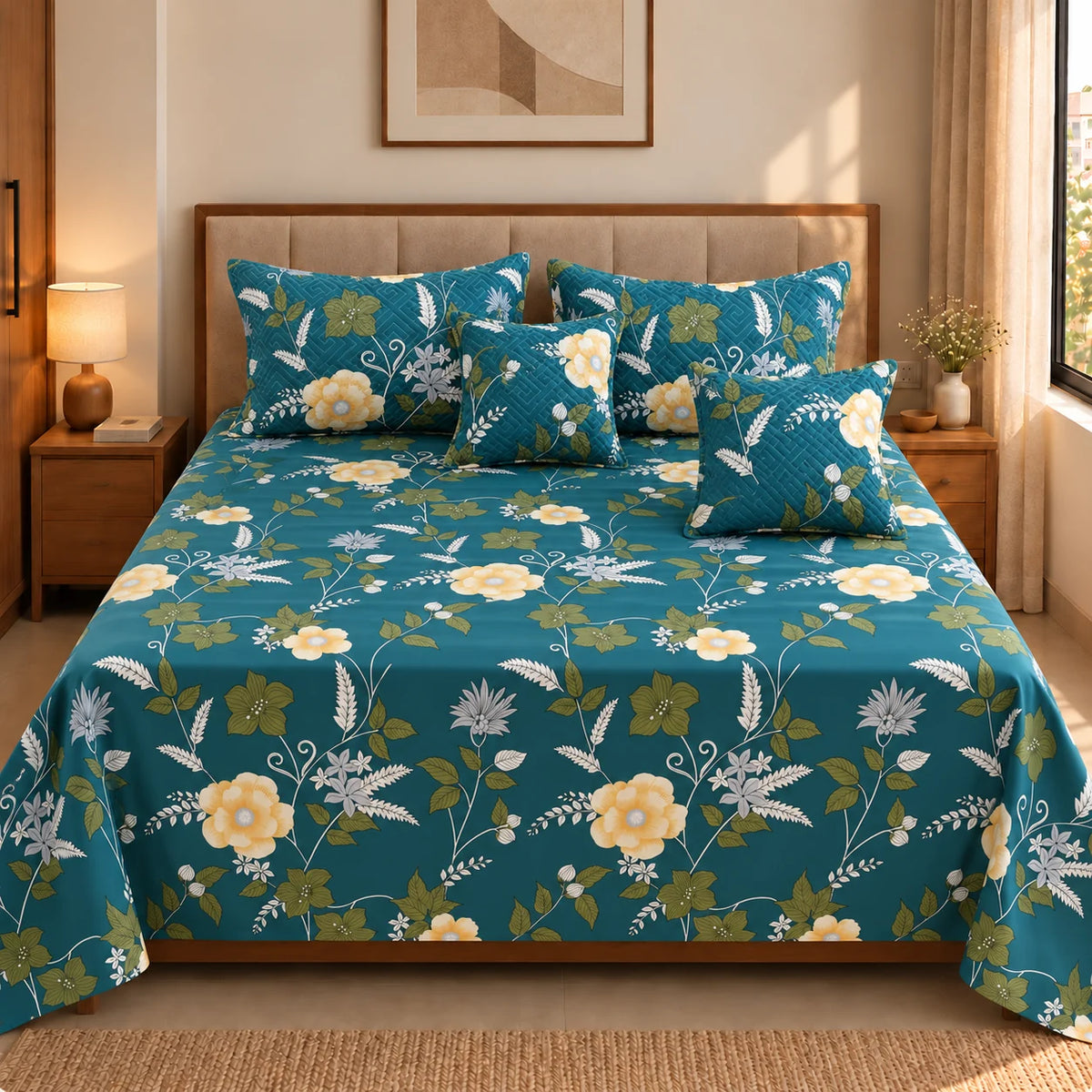 Bianca - 5 Pieces - Quilted Bedding Set (90 x 90 inches)