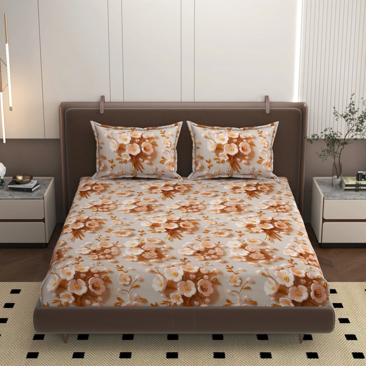 Blossom - King - 7D Design Fitted Bedsheet (78×72 inches)