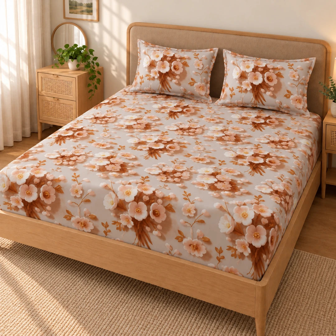 Blossom - King - 7D Design Fitted Bedsheet (78×72 inches)