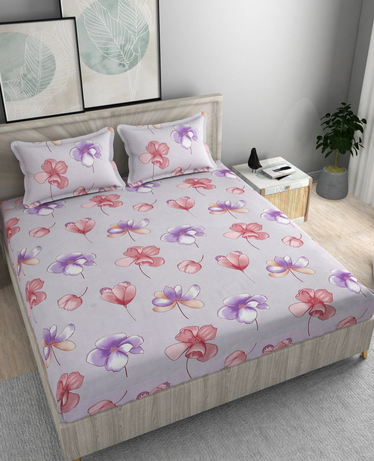 Blush Bloom - Queen/Double - Fitted Bedsheet (76×72 inches)
