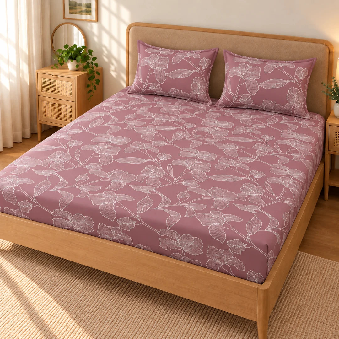 Camelia Bloom - King - Fitted Bedsheet (78×72 inches)