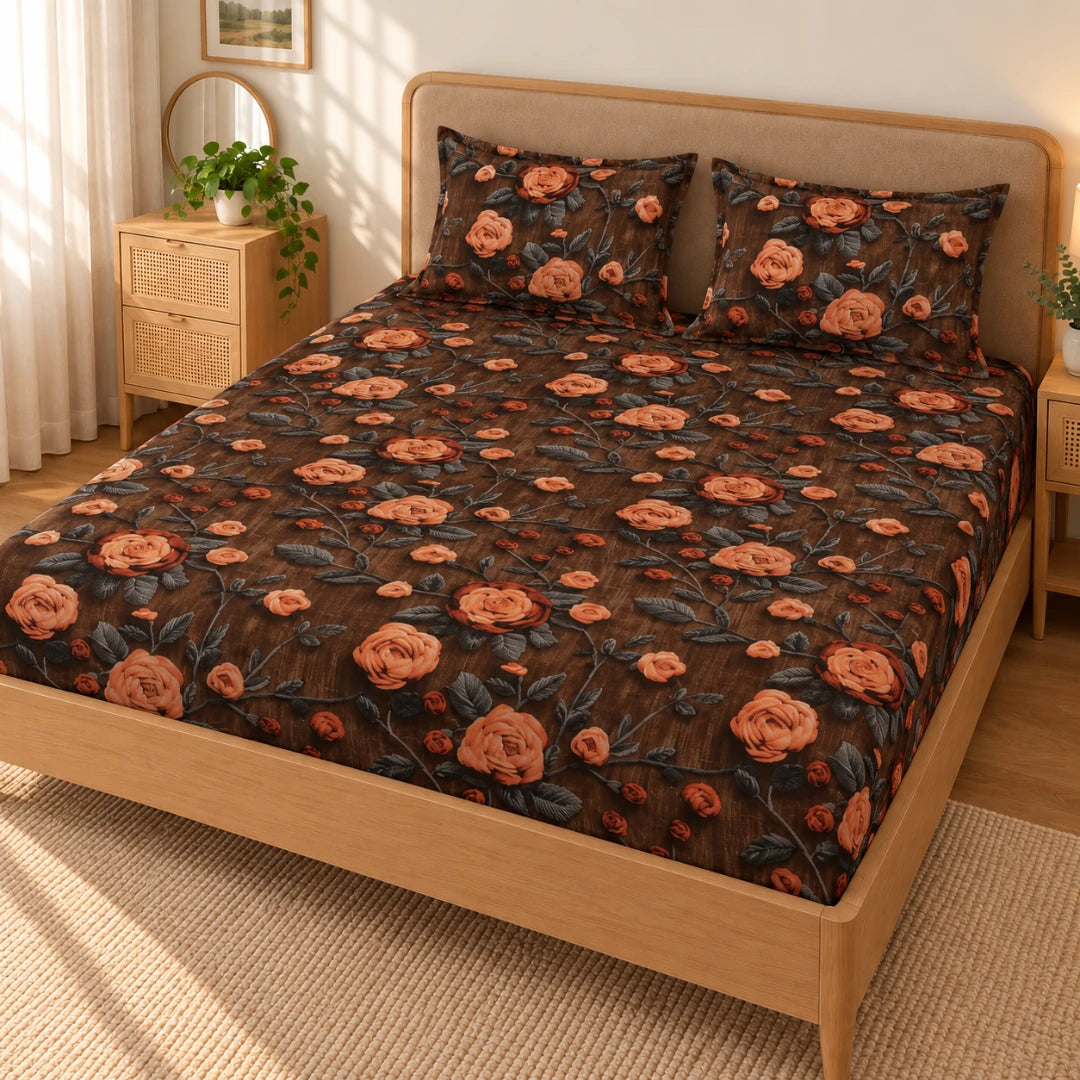 Caramelo - King - 7D Design Fitted Bedsheet (78×72 inches)