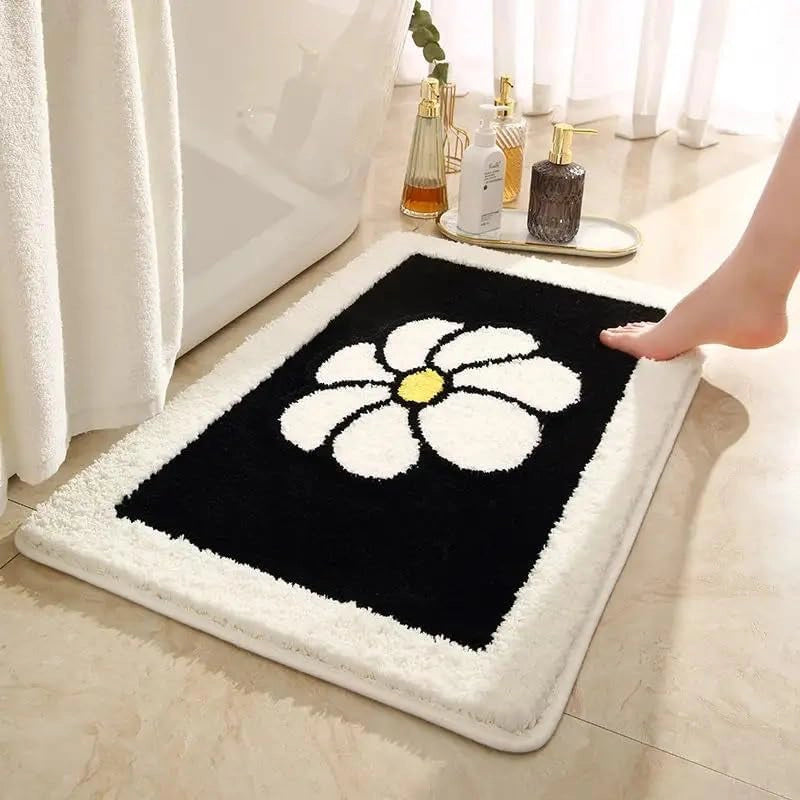 Carnation Black - Anti-Slip Microfibre Doormat (40x60 cm) - Pack of 1