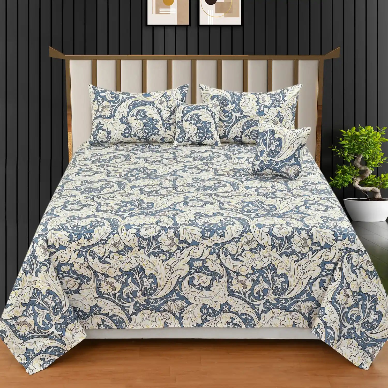 Casper - 5 Pieces - Quilted Bedding Set (90 x 90 inches)