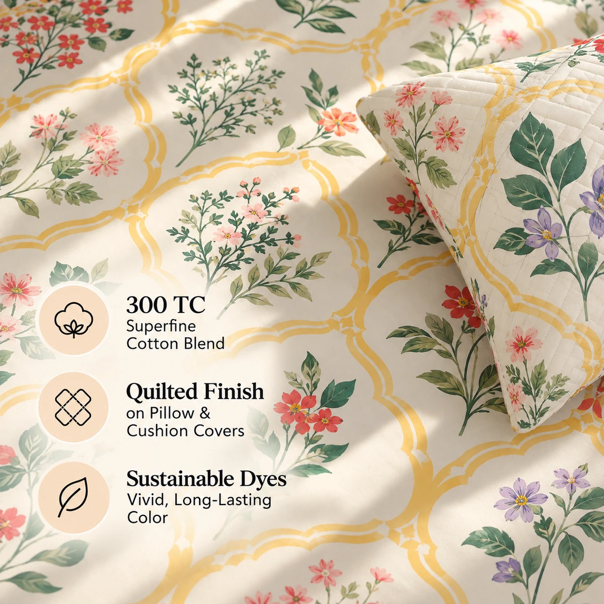 Ceramica - 5 Pieces - Quilted Bedding Set (90 x 90 inches)