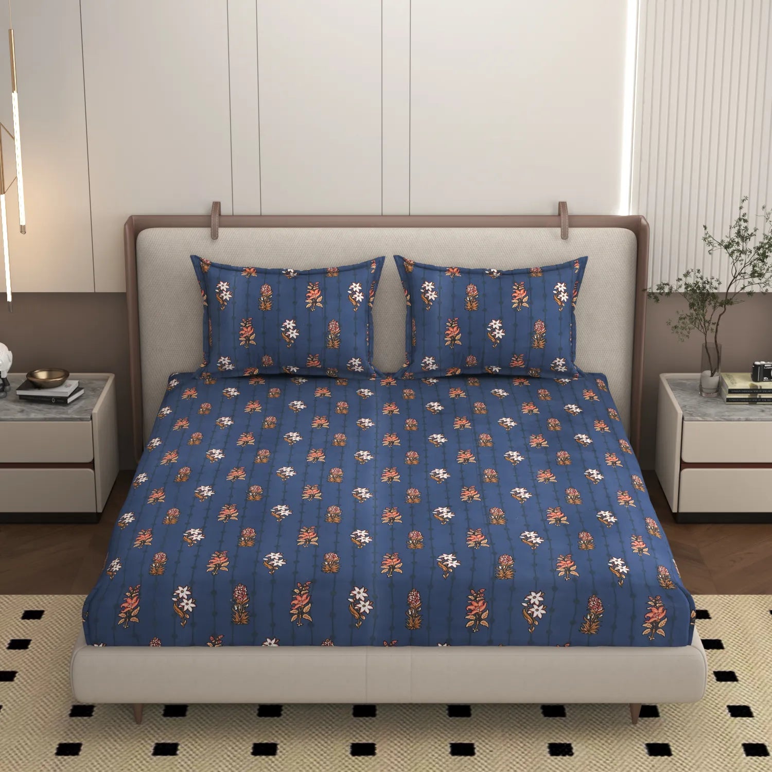 Cortina Blue - King - Fitted Bedsheet (78×72 inches)