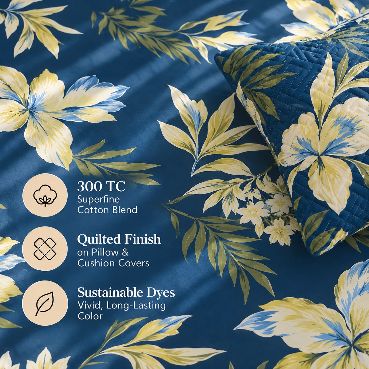 Devinity - 5 Pieces - Quilted Bedding Set (90 x 90 inches)