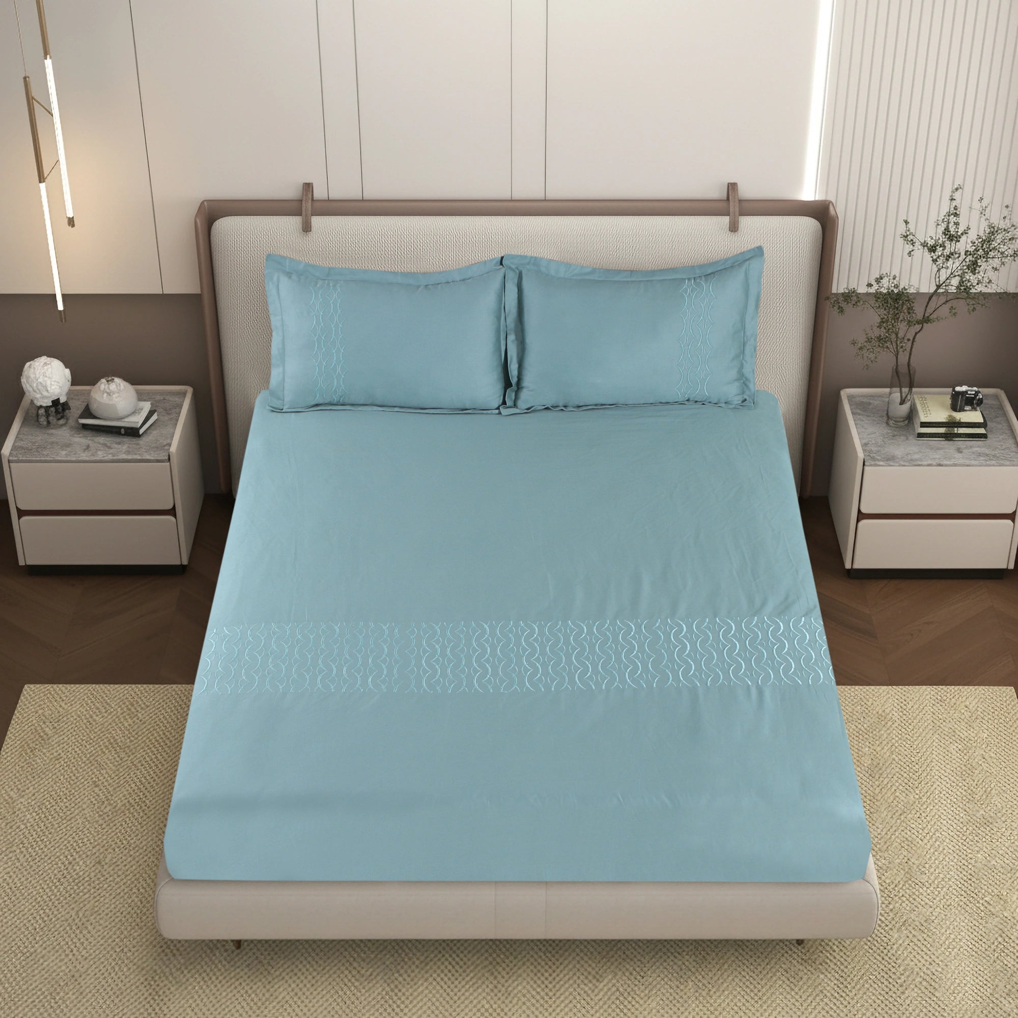 EDEN - Aqua Tide - Pure Cotton King Bedsheet (108×108 inches)