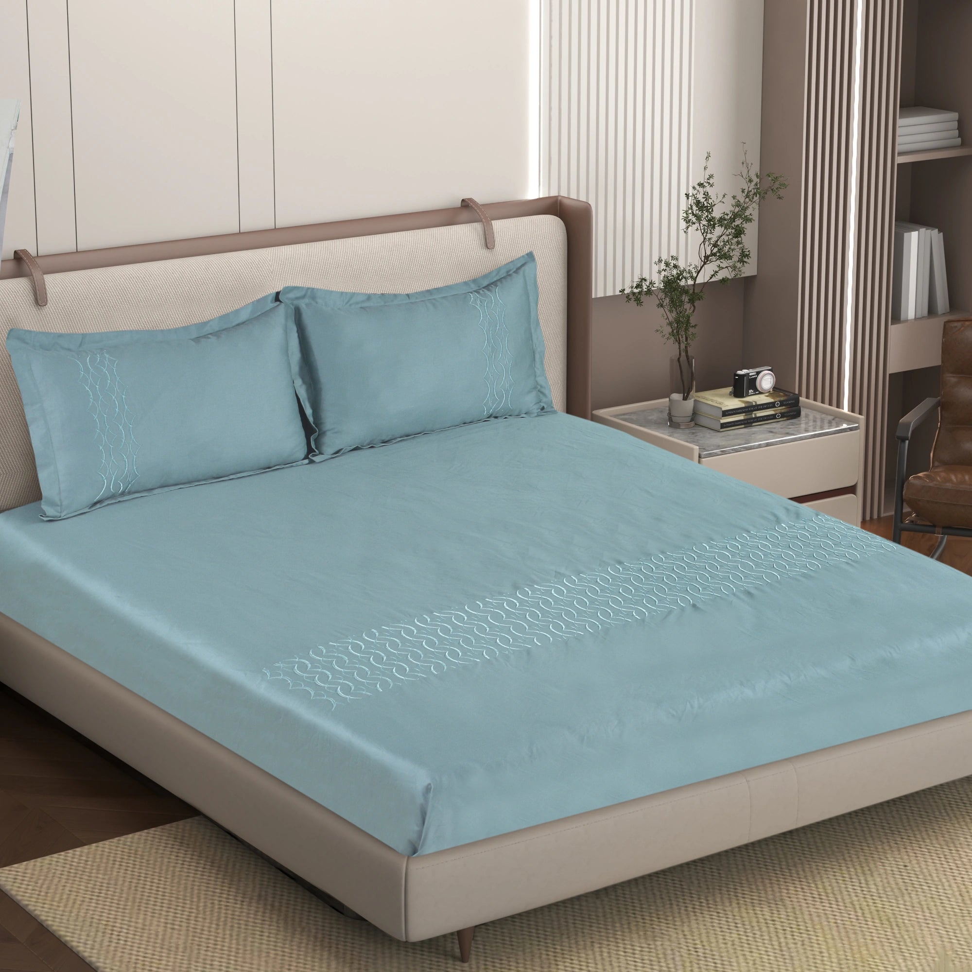 EDEN - Aqua Tide - Pure Cotton King Bedsheet (108×108 inches)