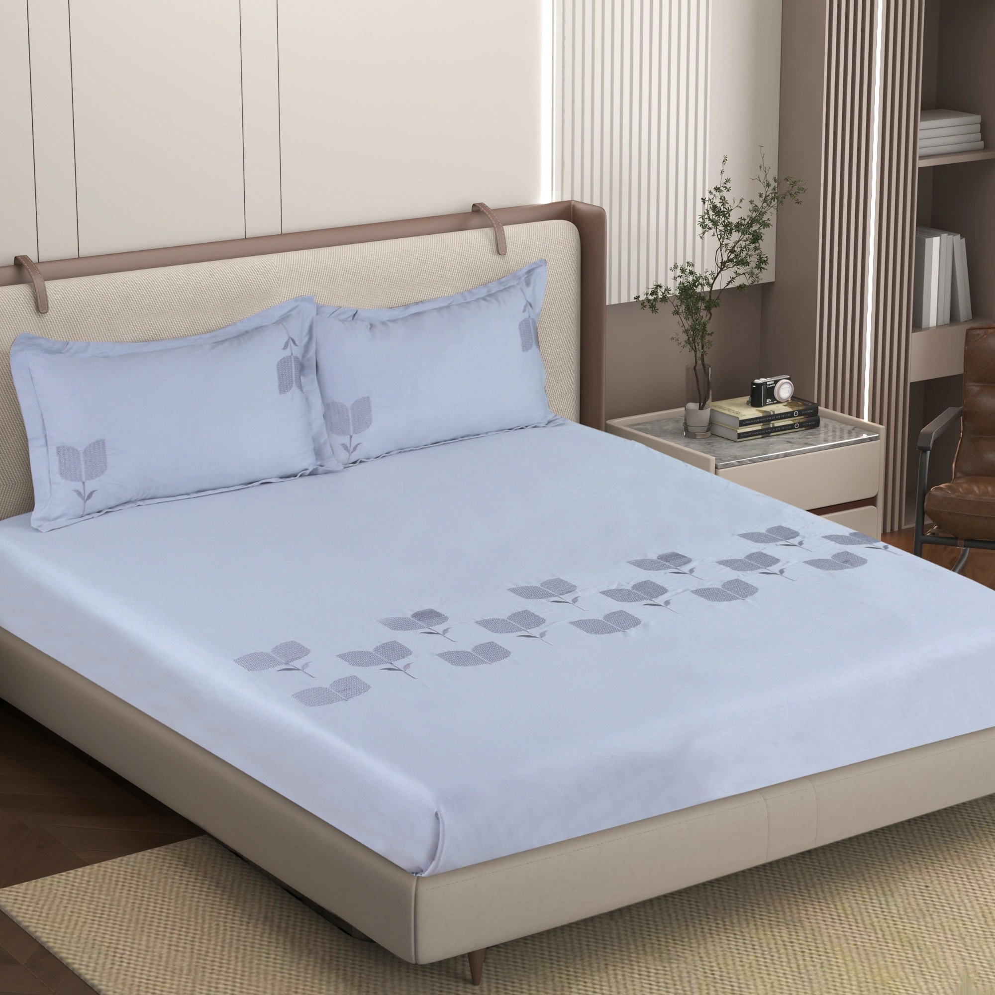 EDEN - Reed Ice - Pure Cotton King Bedsheet (108×108 inches)