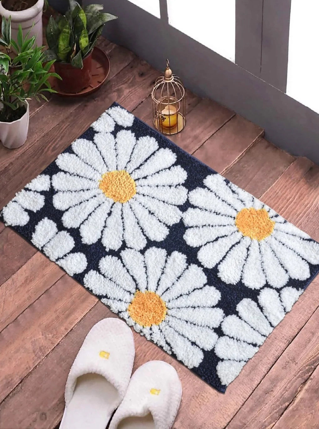 Flora Blue - Anti-Slip Microfibre Doormat (40x60 cm) - Pack of 1