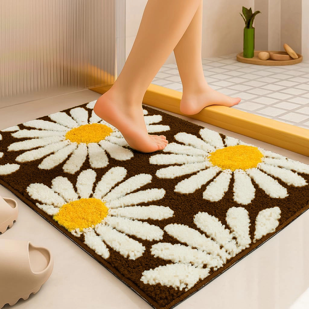Flora Brown - Anti-Slip Microfibre Doormat (40x60 cm) - Pack of 1