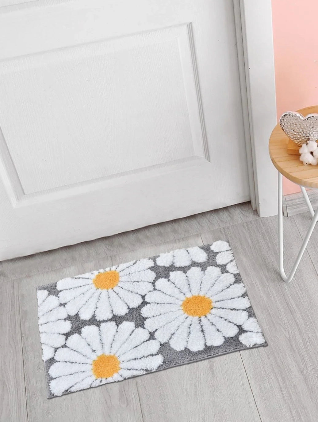 Flora Grey - Anti-Slip Microfibre Doormat (40x60 cm) - Pack of 1