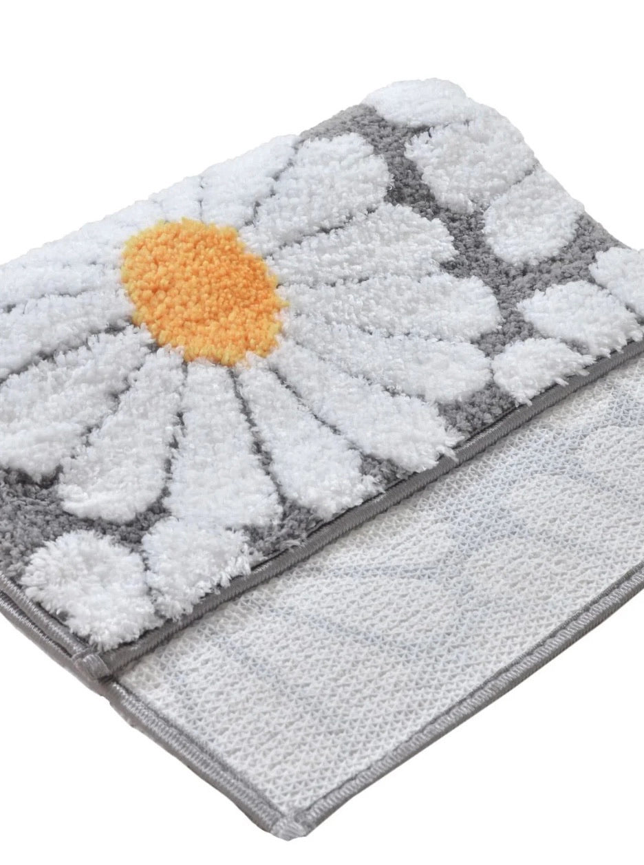 Flora Grey - Anti-Slip Microfibre Doormat (40x60 cm) - Pack of 1