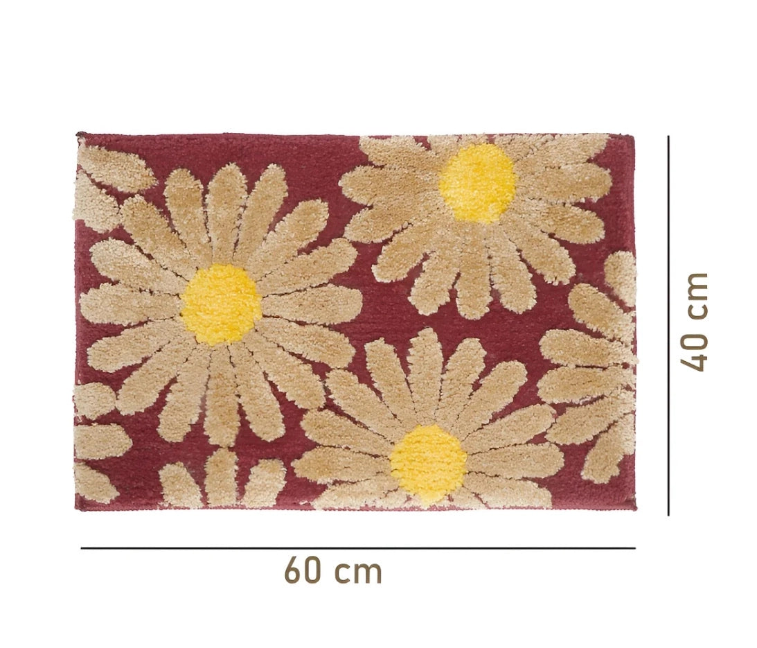 Flora Red - Anti-Slip Microfibre Doormat (40x60 cm) - Pack of 1