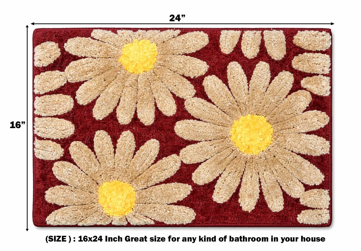 Flora Red - Anti-Slip Microfibre Doormat (40x60 cm) - Pack of 1