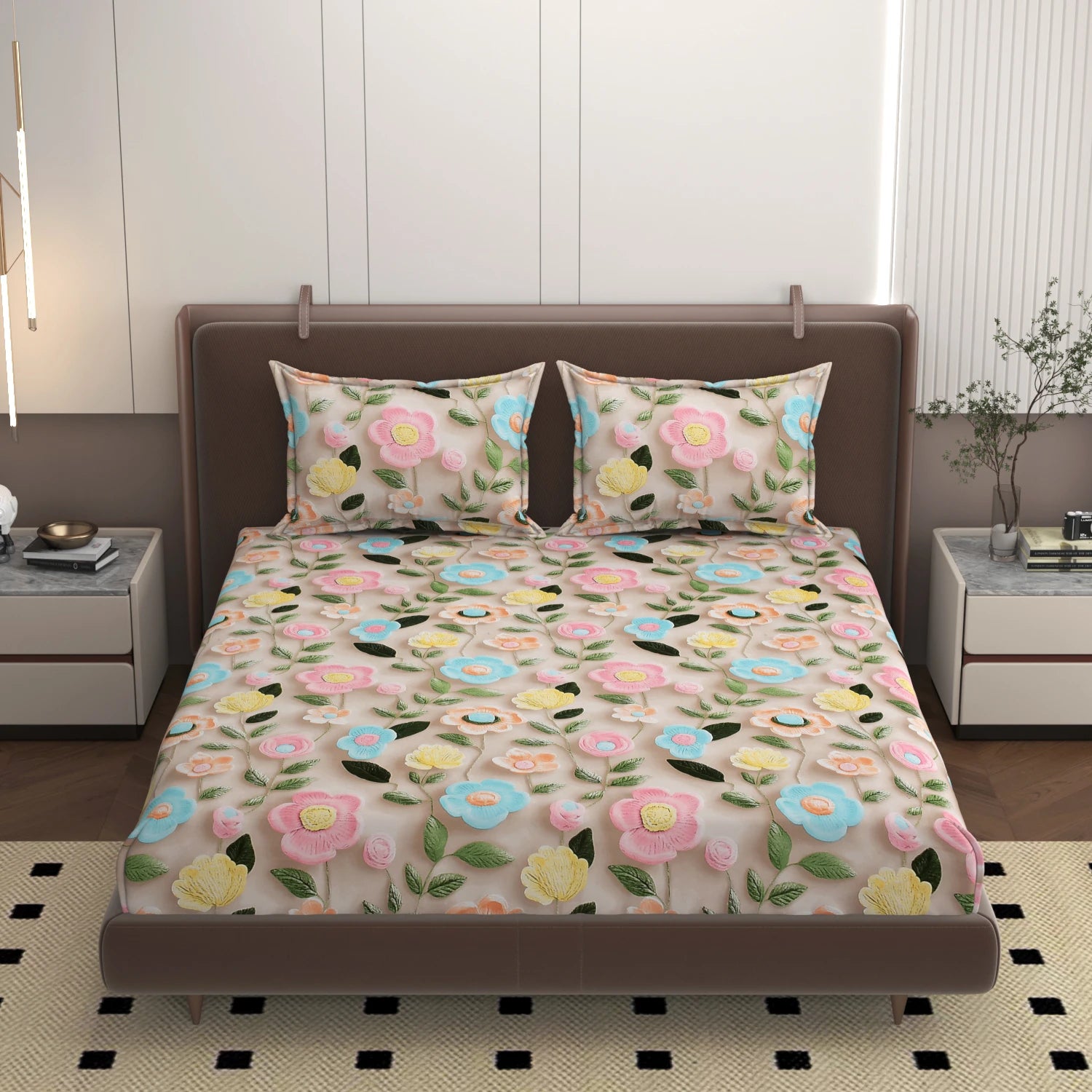 Floraire - King - 7D Design Fitted Bedsheet (78×72 inches)