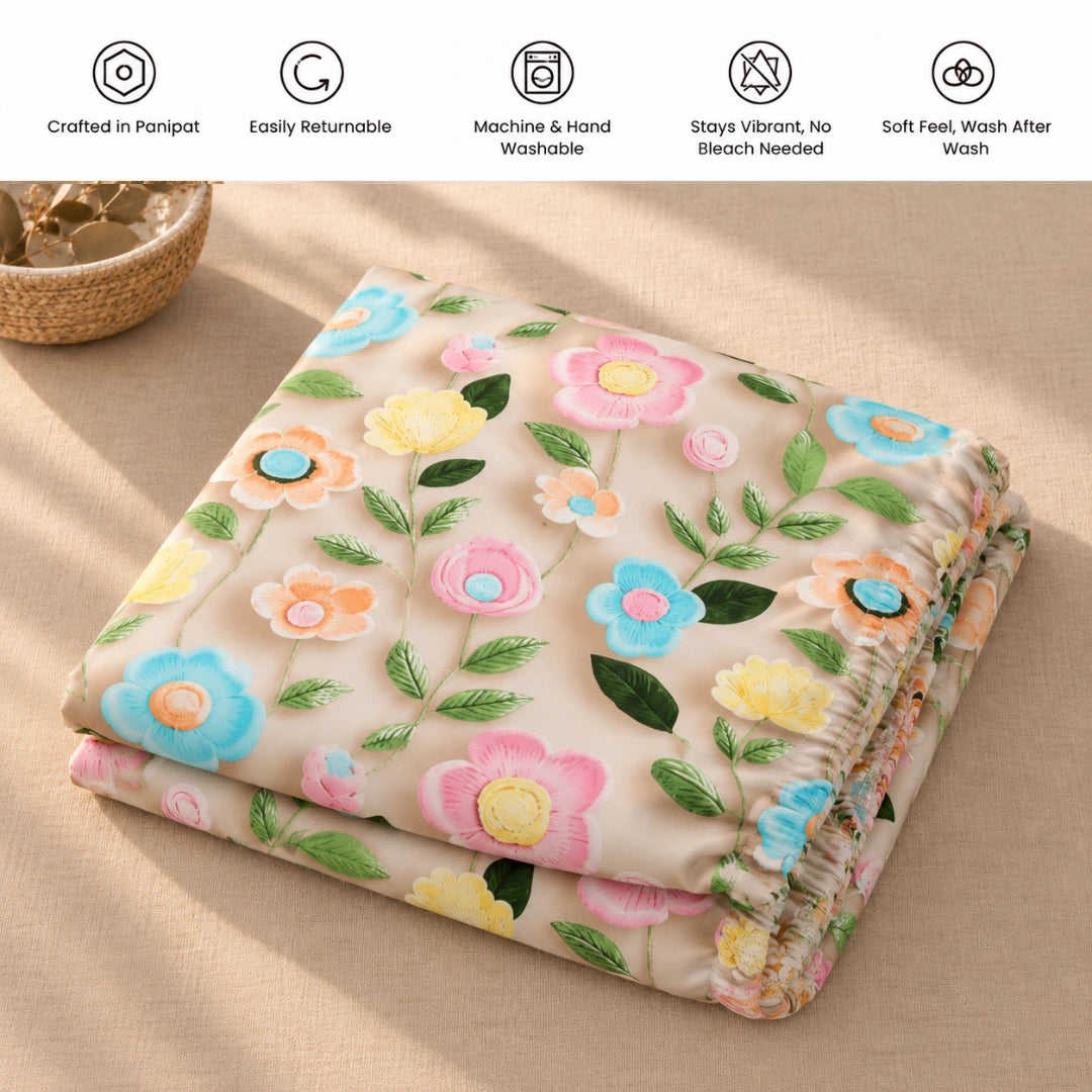 Floraire - King - 7D Design Fitted Bedsheet (78×72 inches)