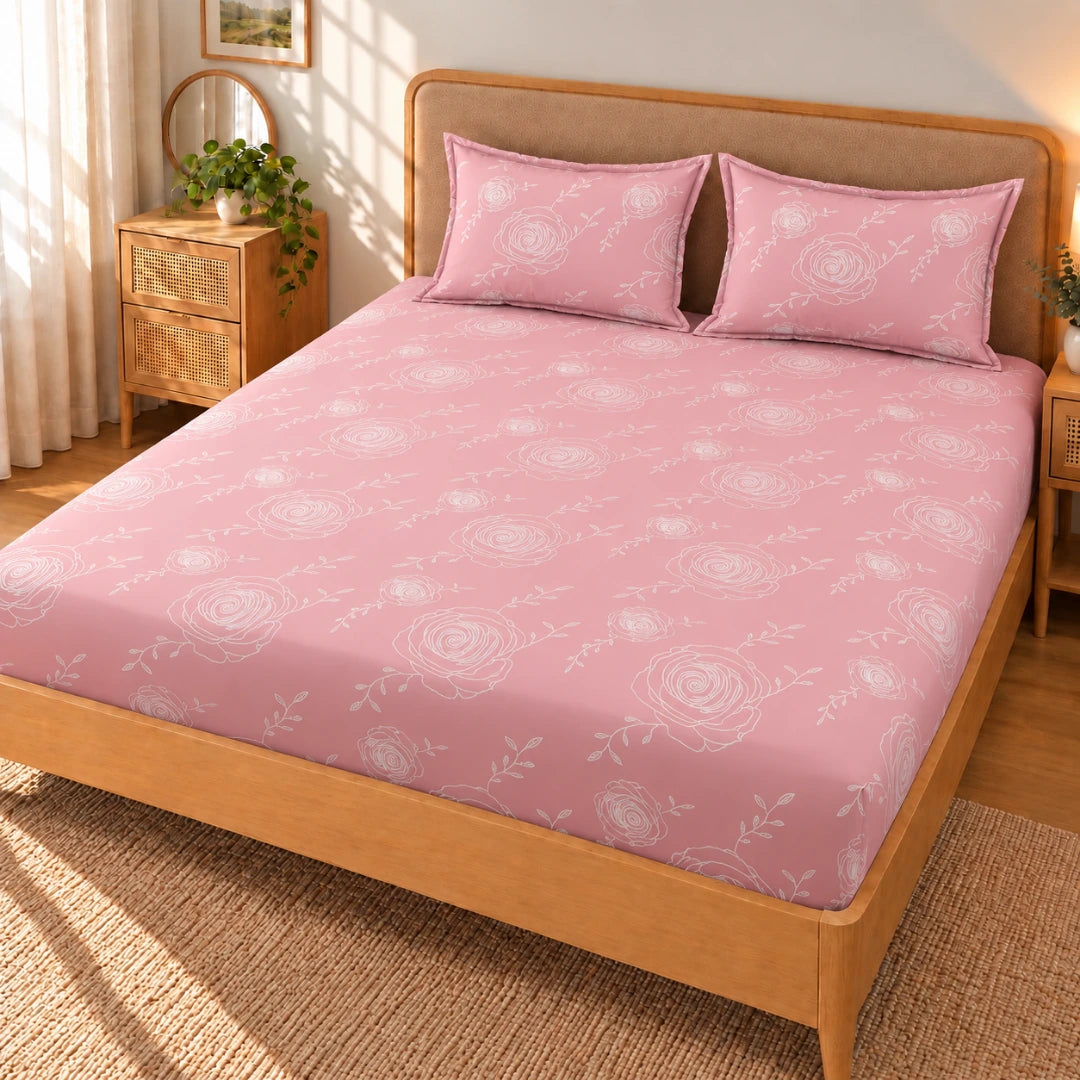 Floretta Pink - King - Fitted Bedsheet (78×72 inches)