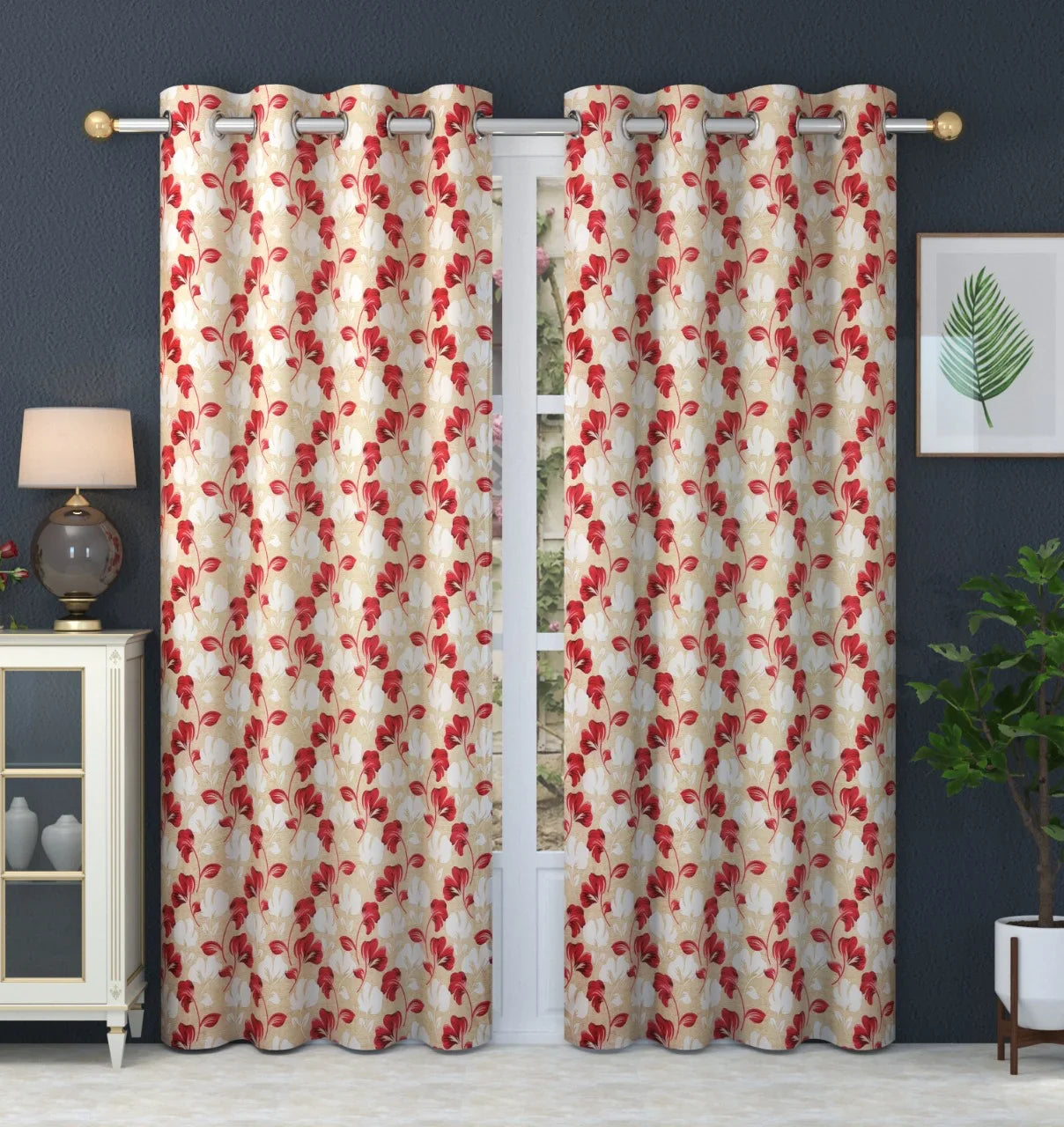 Freesia - Red Curtains (Set of 2 - Discontinued