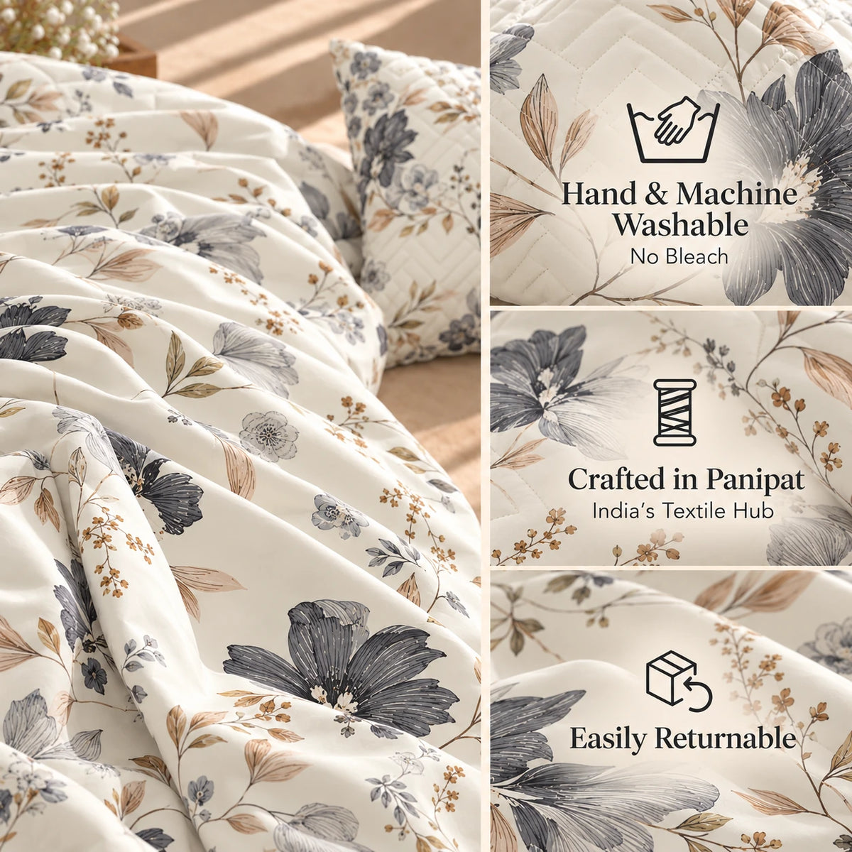 Haley - 5 Pieces - Quilted Bedding Set (90 x 90 inches)