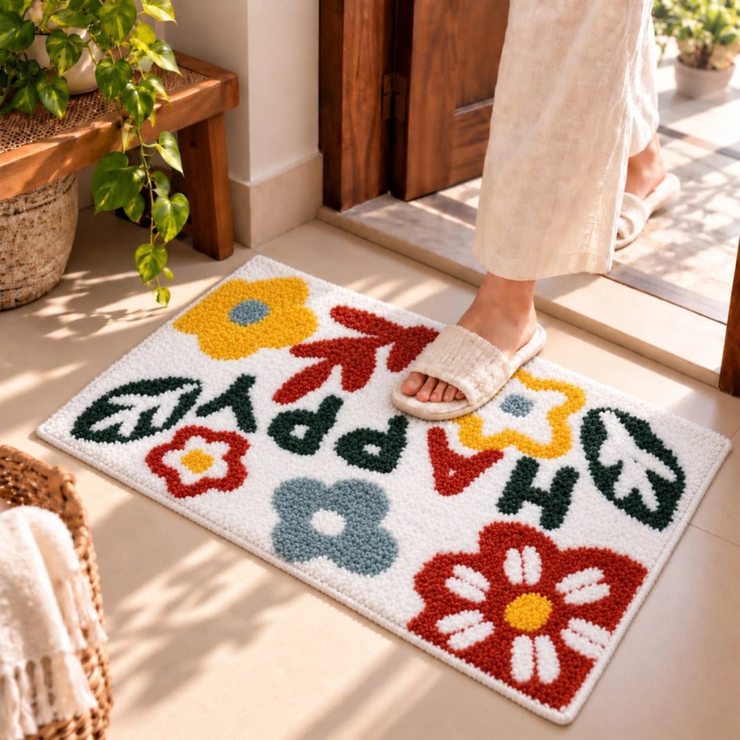 Happy - Anti-Slip Microfibre Doormat (40x60 cm) - Pack of 1