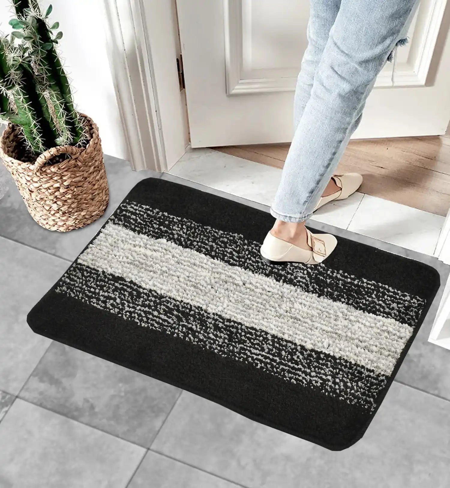 Holland - Black Microfibre Doormat (Pack of 2)