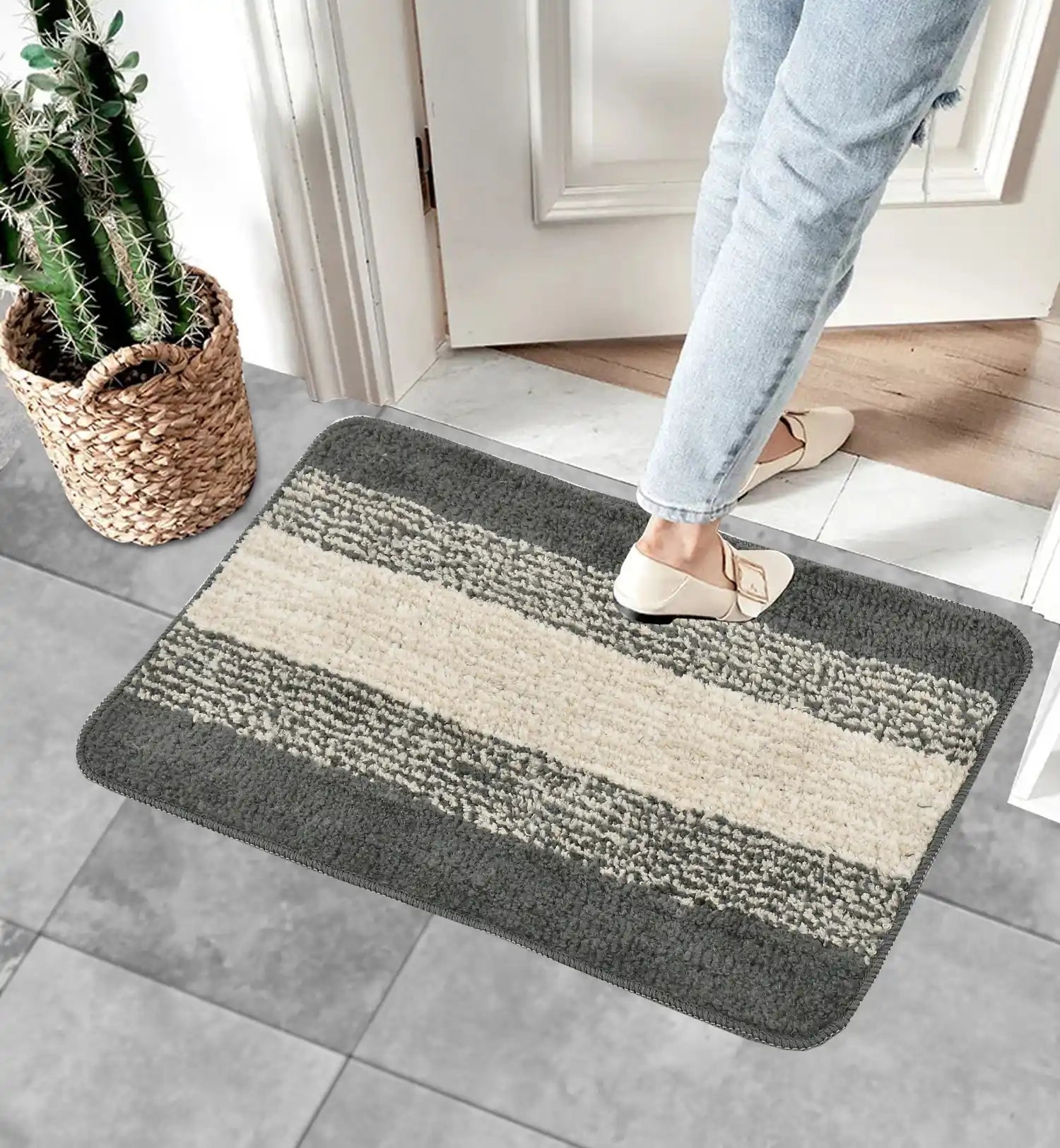 Holland - Light Grey Microfibre Doormat (Pack of 2)