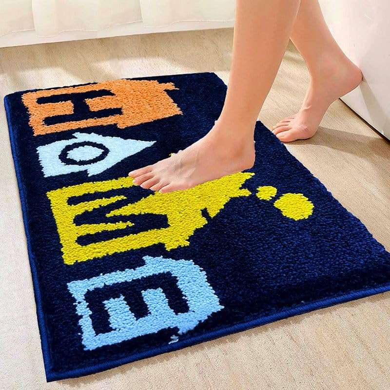 Home Blue - Anti-Slip Microfibre Doormat (40x60 cm) - Pack of 1