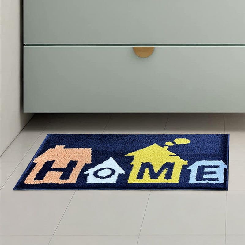 Home Blue - Anti-Slip Microfibre Doormat (40x60 cm) - Pack of 1