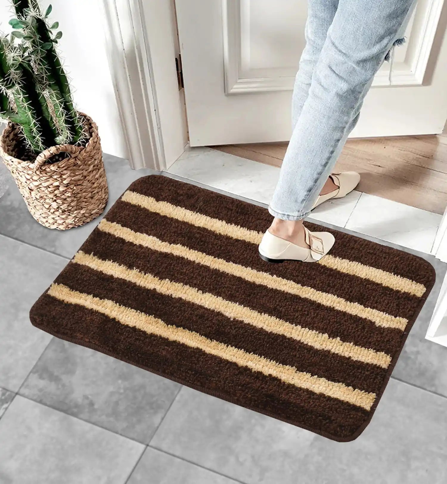 Horizon - Brown Microfibre Doormat (Pack of 2)