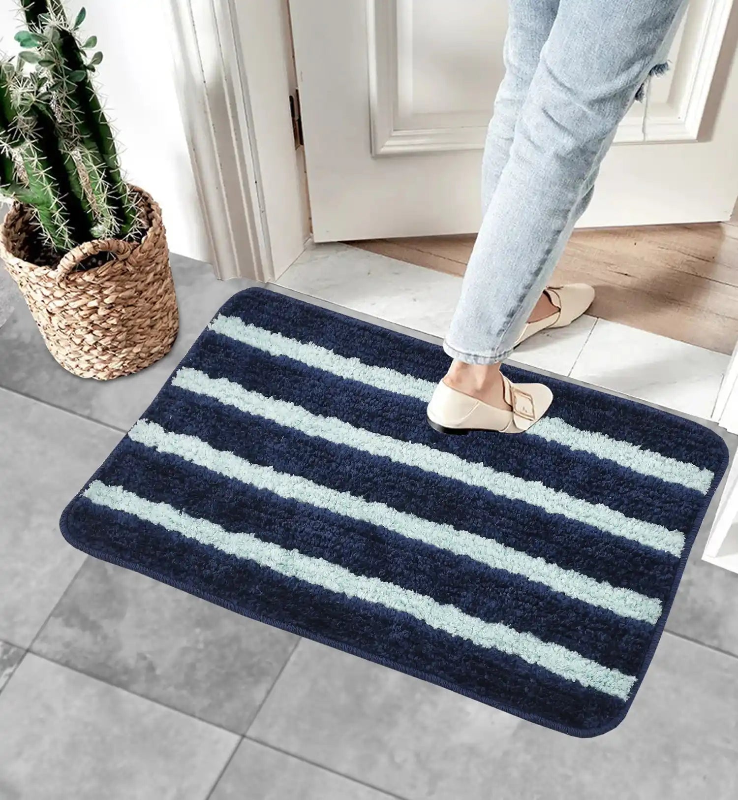 Horizon - Royal Blue Microfibre Doormat (Pack of 2)