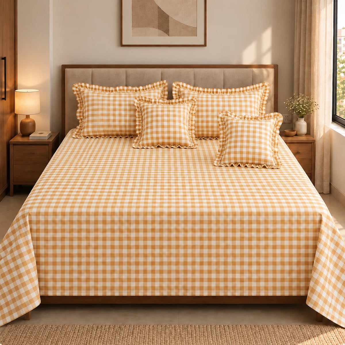 Juliette Dessert - 5 Pieces - Ruffle Frill Bedding Set (90 x 100 inches)
