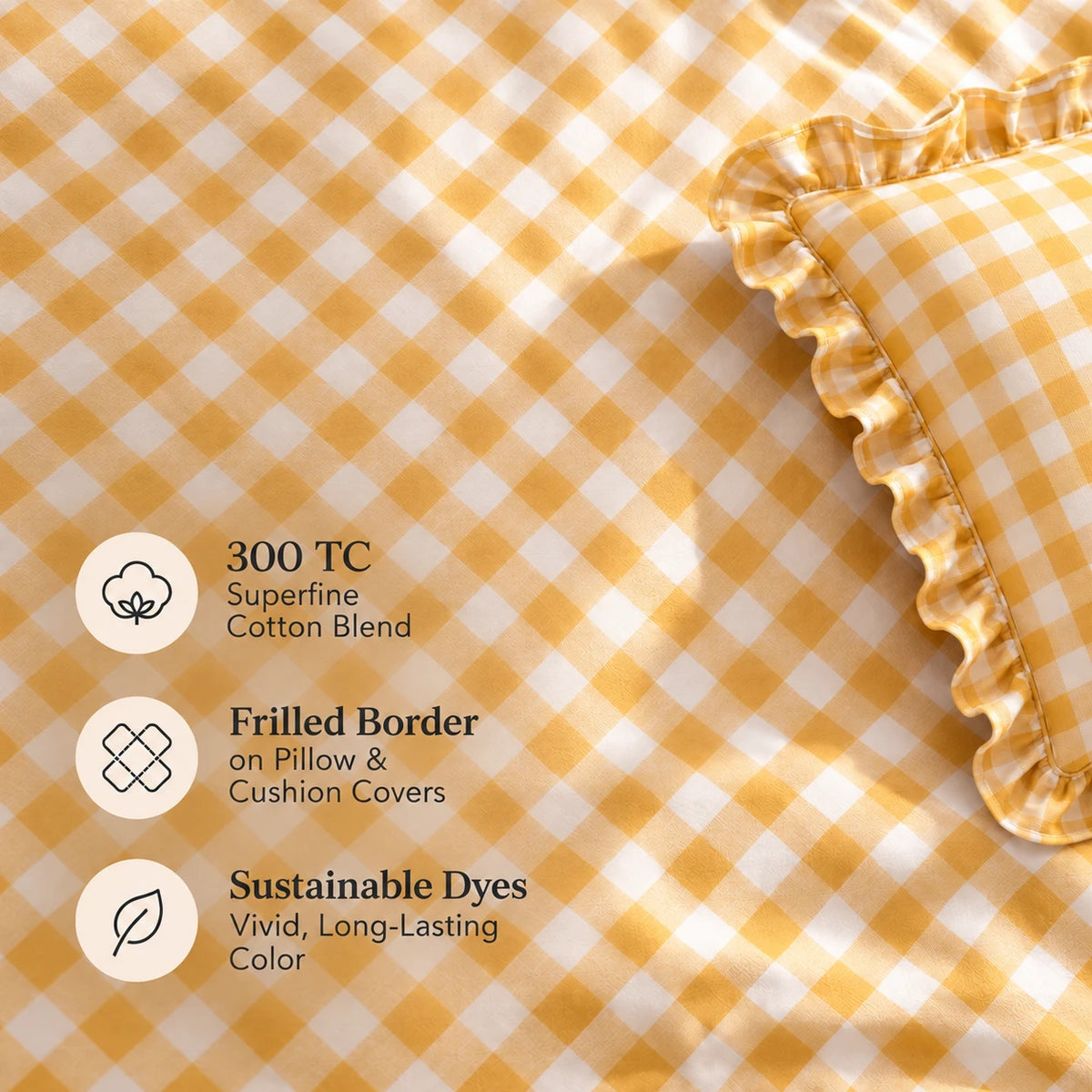 Juliette Marigold - 5 Pieces - Ruffle Frill Bedding Set (90 x 100 inches)
