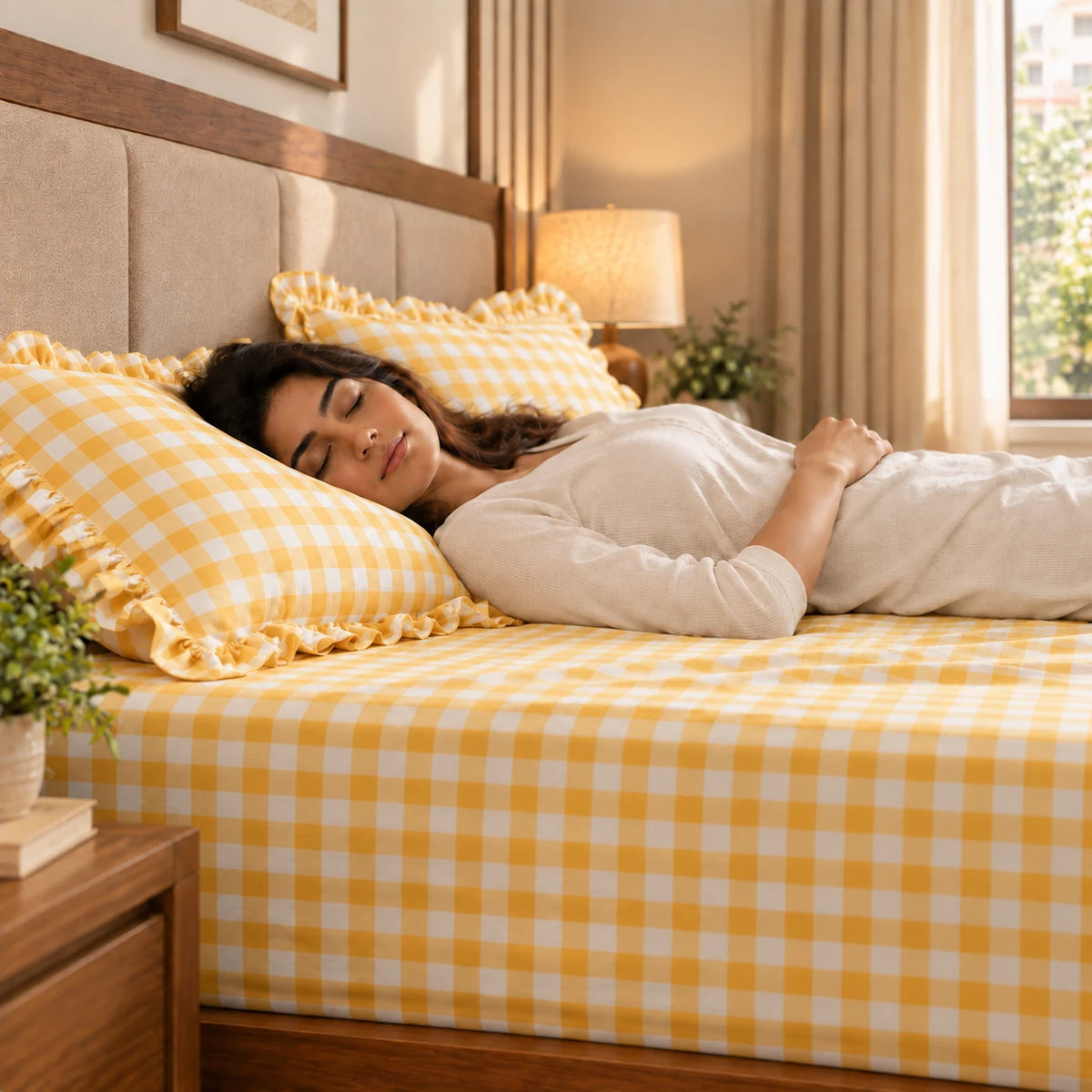 Juliette Marigold - 5 Pieces - Ruffle Frill Bedding Set (90 x 100 inches)