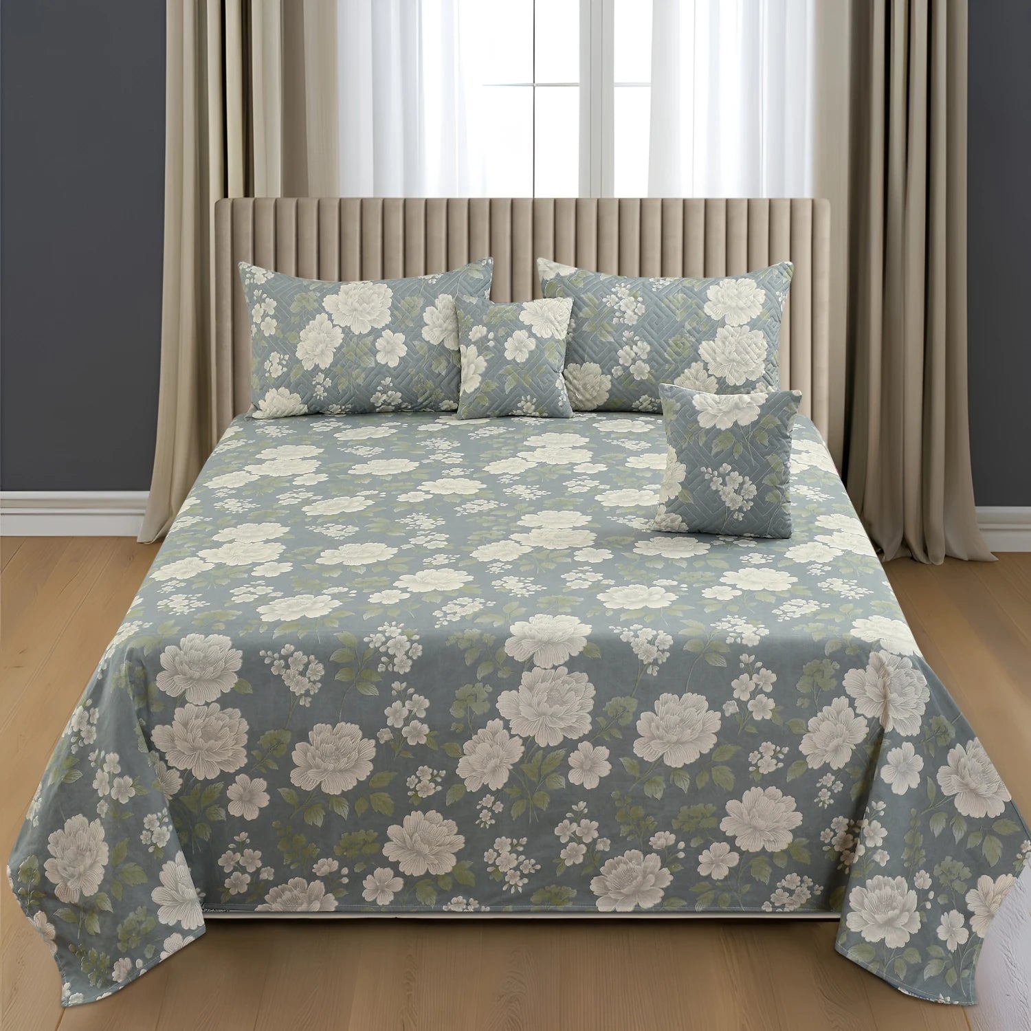 Lara - 5 Pieces - Quilted Bedding Set (90 x 90 inches)