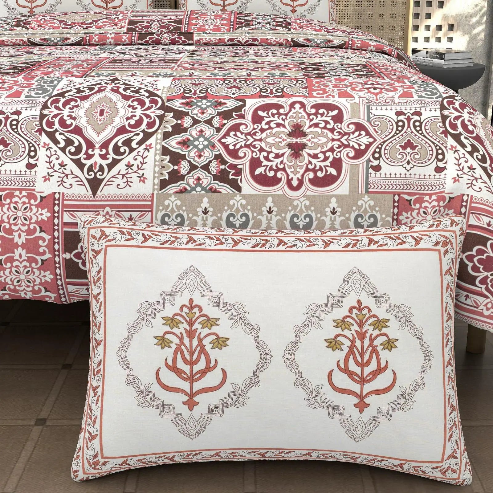 Majesty Fuscia - King - 100% Pure Cotton Bedsheet (108×108 inches)