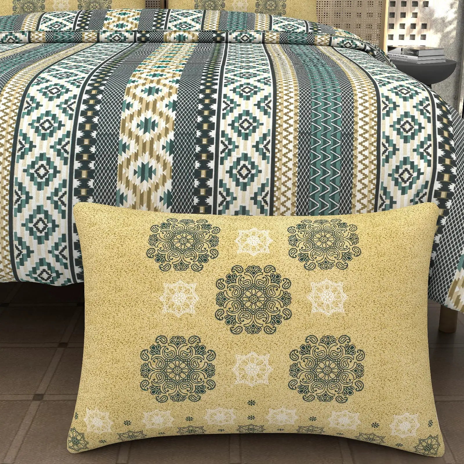 Mirage Emerald - King - 100% Pure Cotton Bedsheet (108×108 inches)