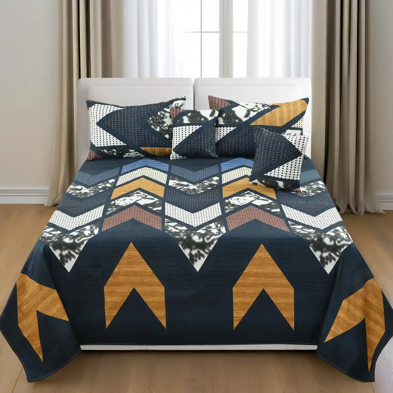 Nevada - 5 Pieces - Quilted Bedding Set (90 x 90 inches)