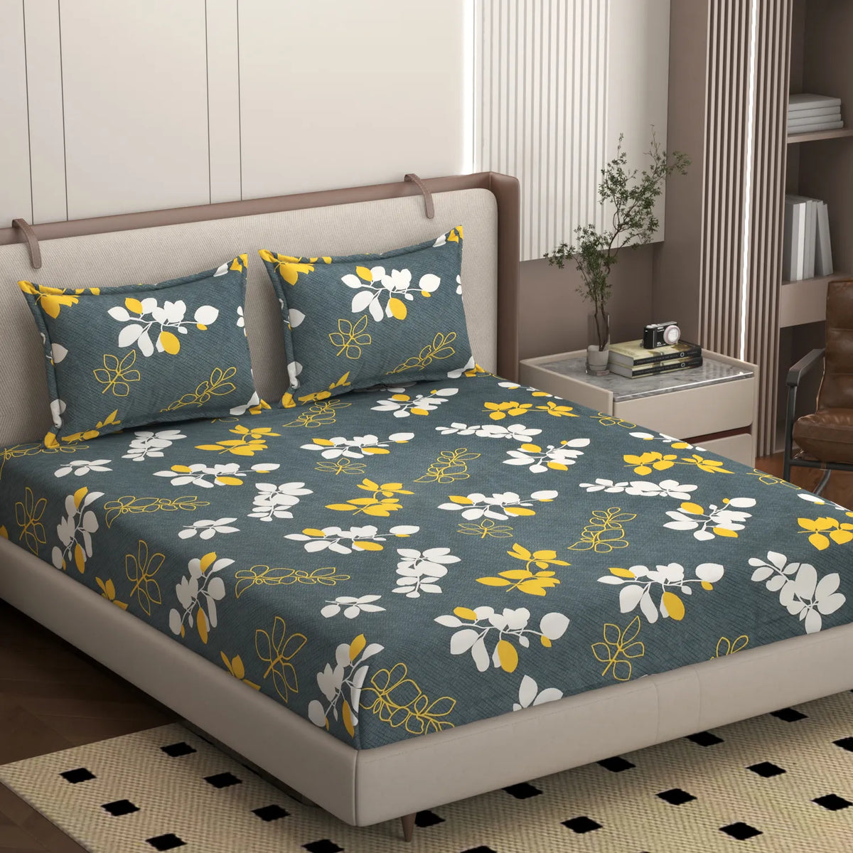 Nightingale - Queen/Double - Fitted Bedsheet (76×72 inches)