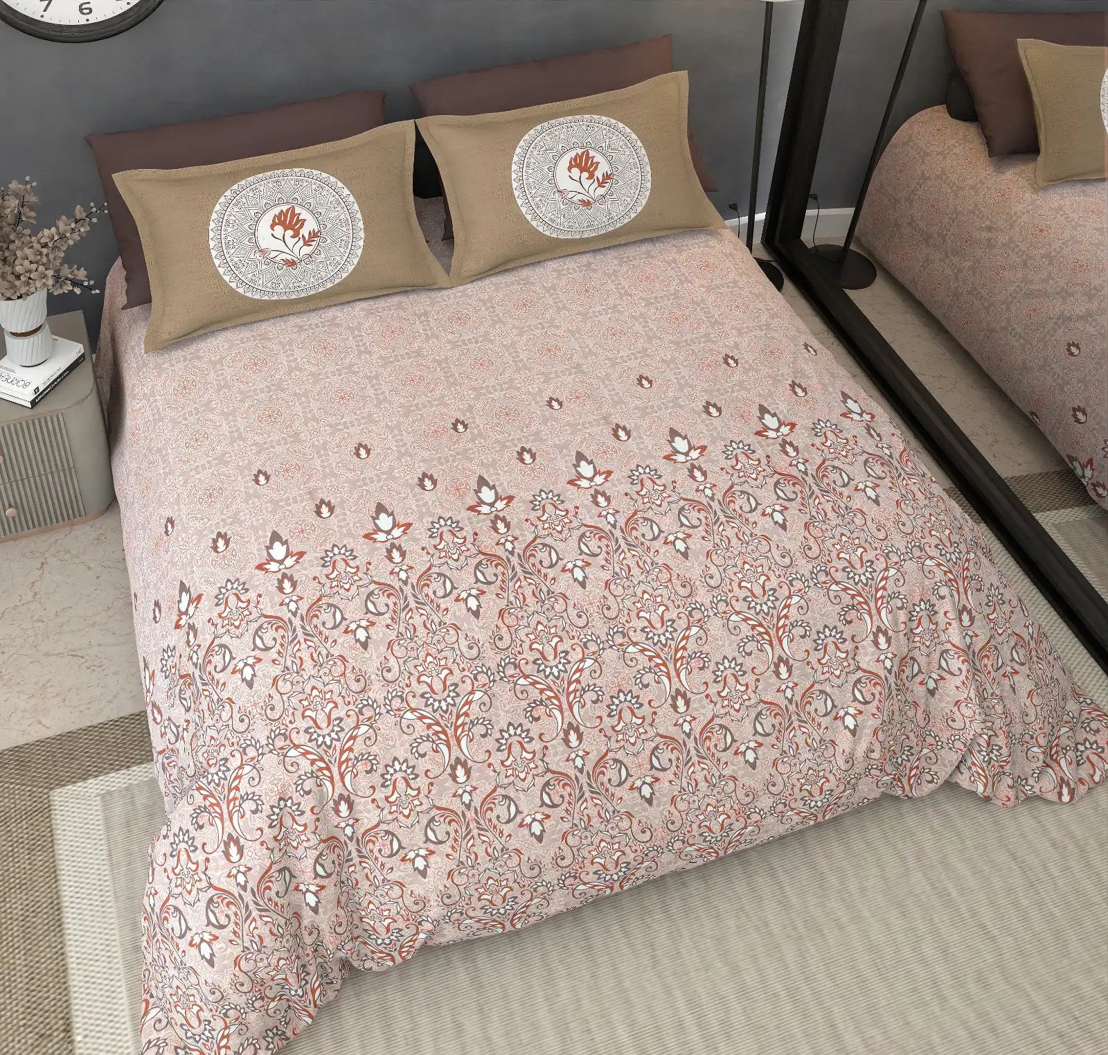 Noor Crimson - King - 100% Pure Cotton Bedsheet (108×108 inches)