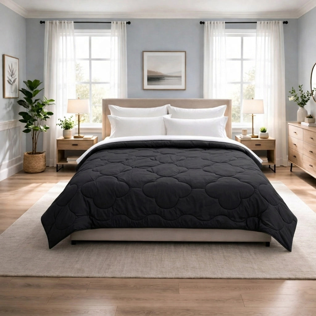 Reversible Double Bed Comforter - Obsidian & Ash (Clover)