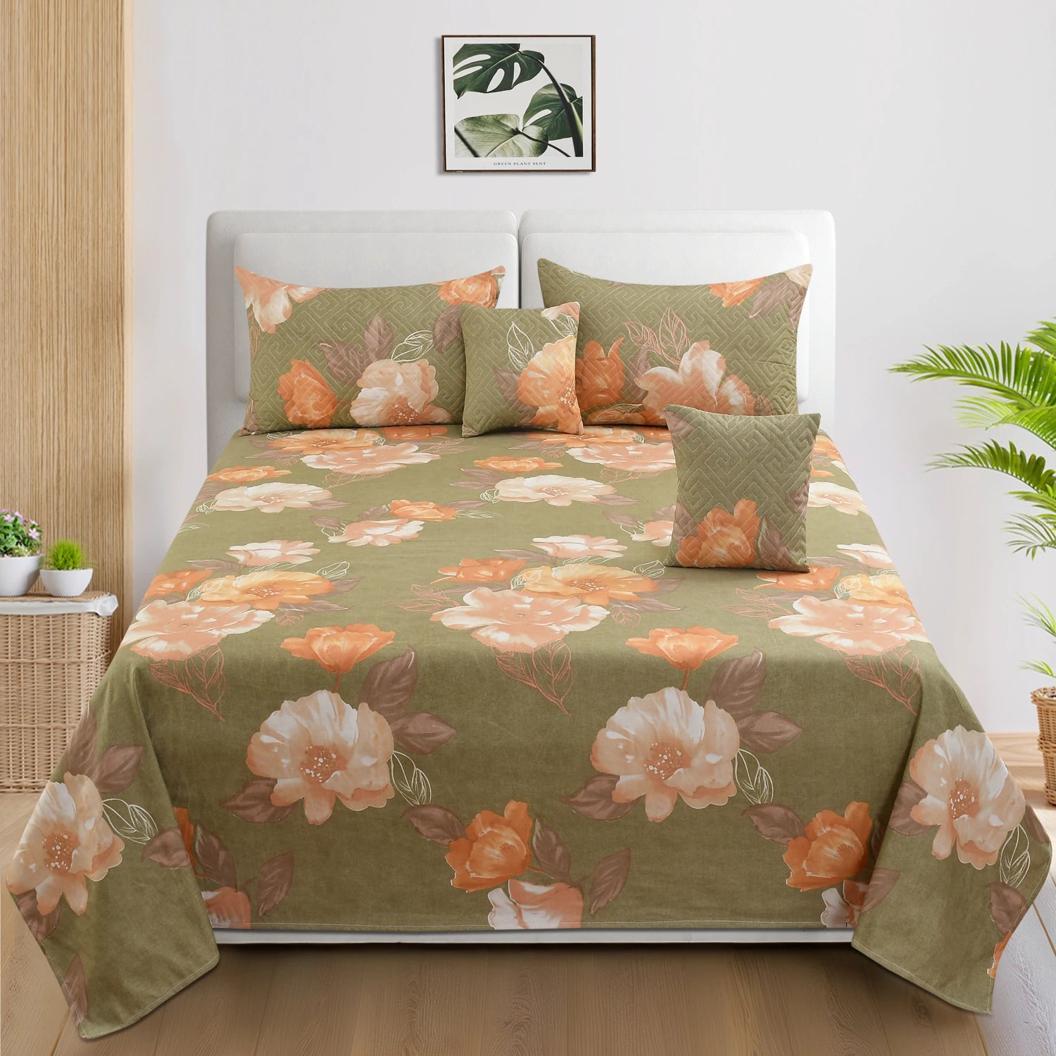 Olivia - 5 Pieces - Quilted Bedding Set (90 x 90 inches)