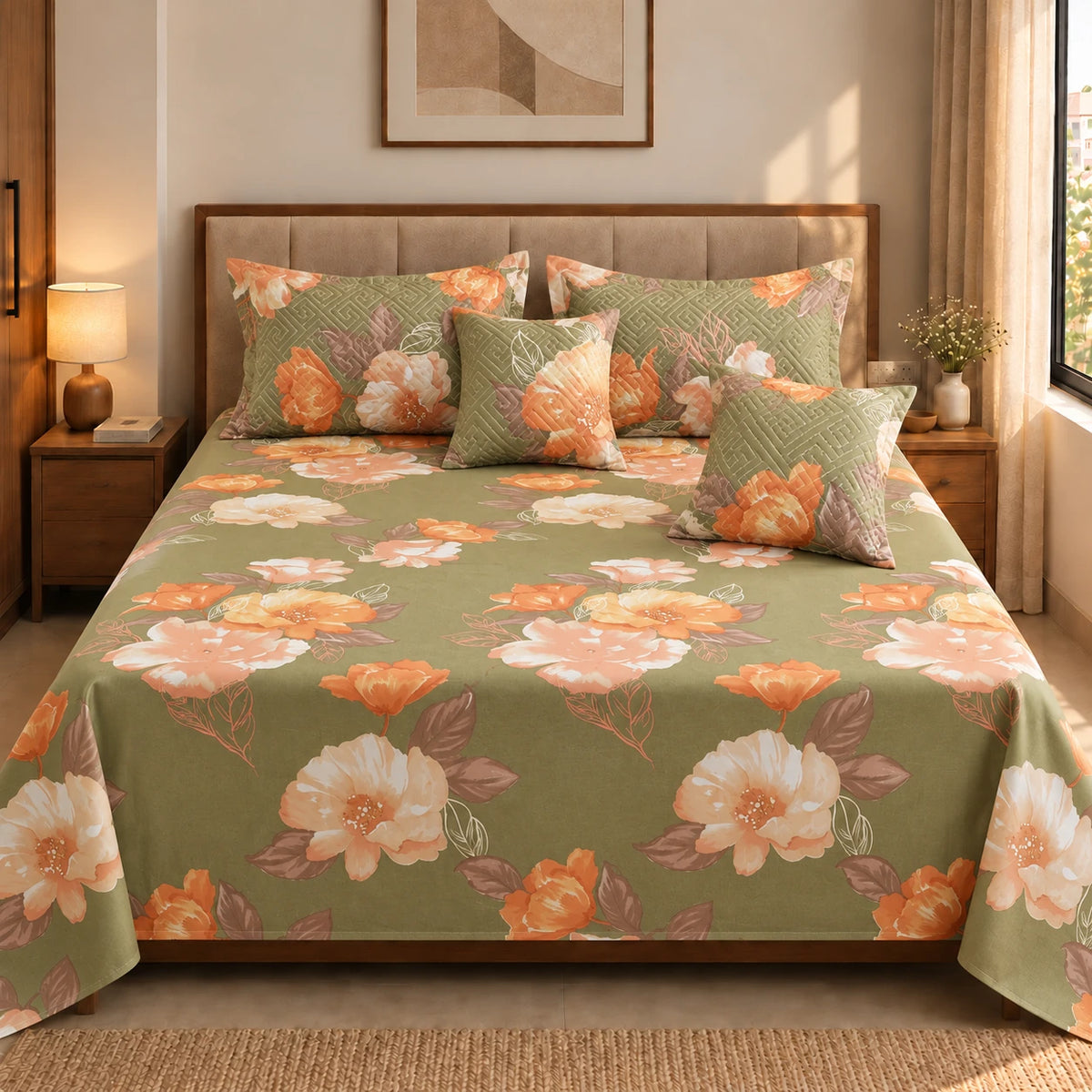 Olivia - 5 Pieces - Quilted Bedding Set (90 x 90 inches)